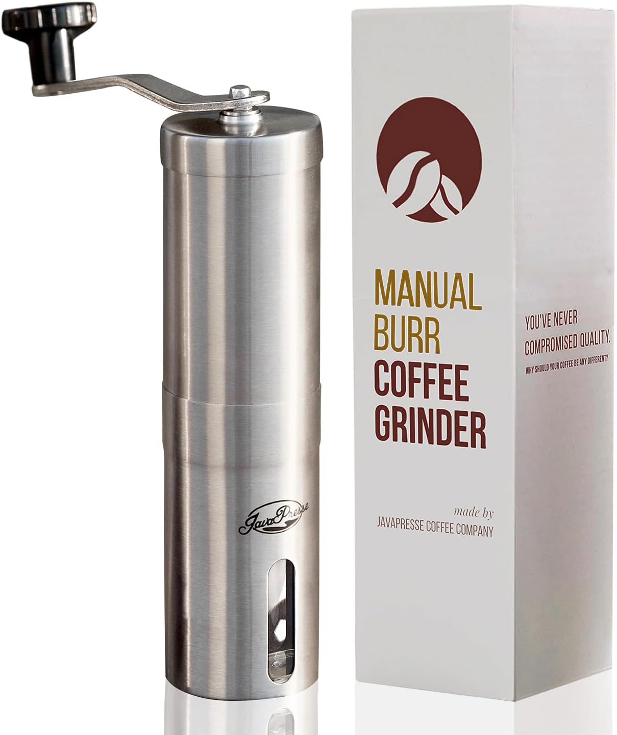 Manual Coffee Bean Grinder with Adjustable Settings Patented Conical Burr Grinder for Coffee Beans Ceramic Burr Coffee Grinder for Aeropress Drip Coffee Espresso French Press by JavaPresse