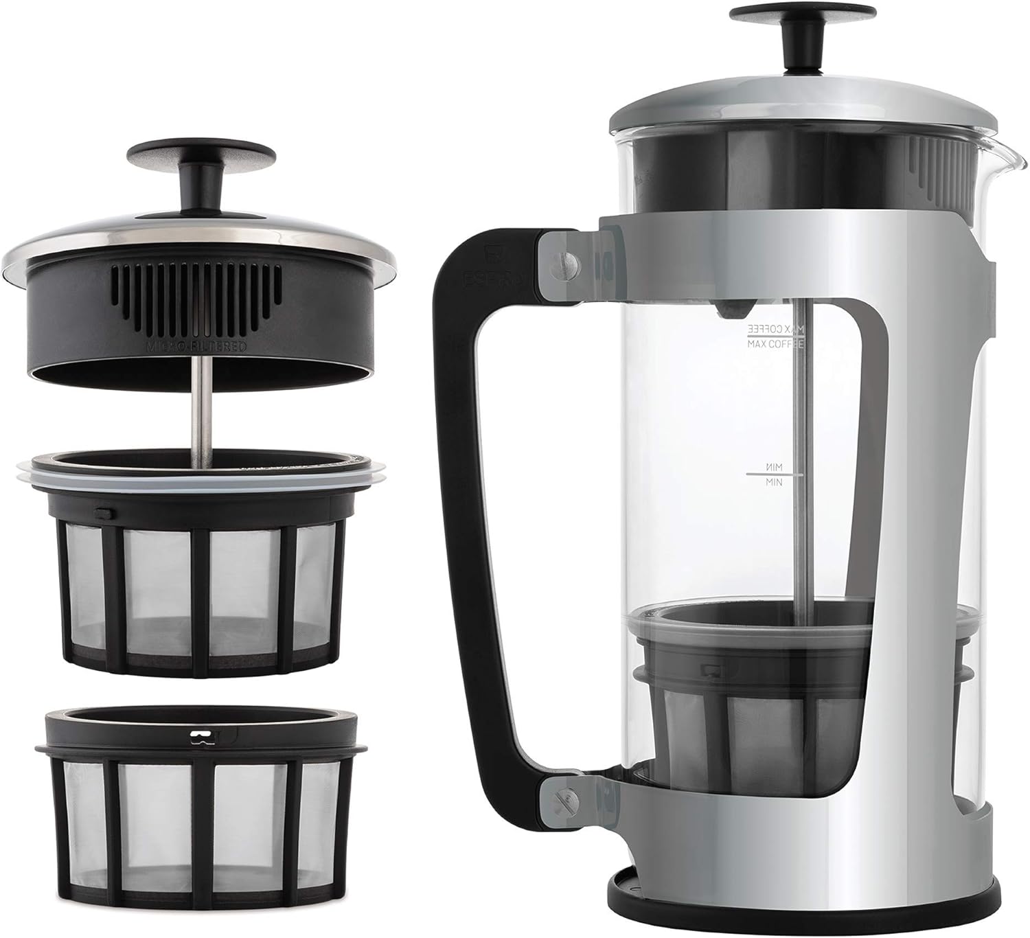 ESPRO P5 French Press - Double Micro-Filtered Coffee and Tea Maker, 32 Ounce, Polished Stainless Steel