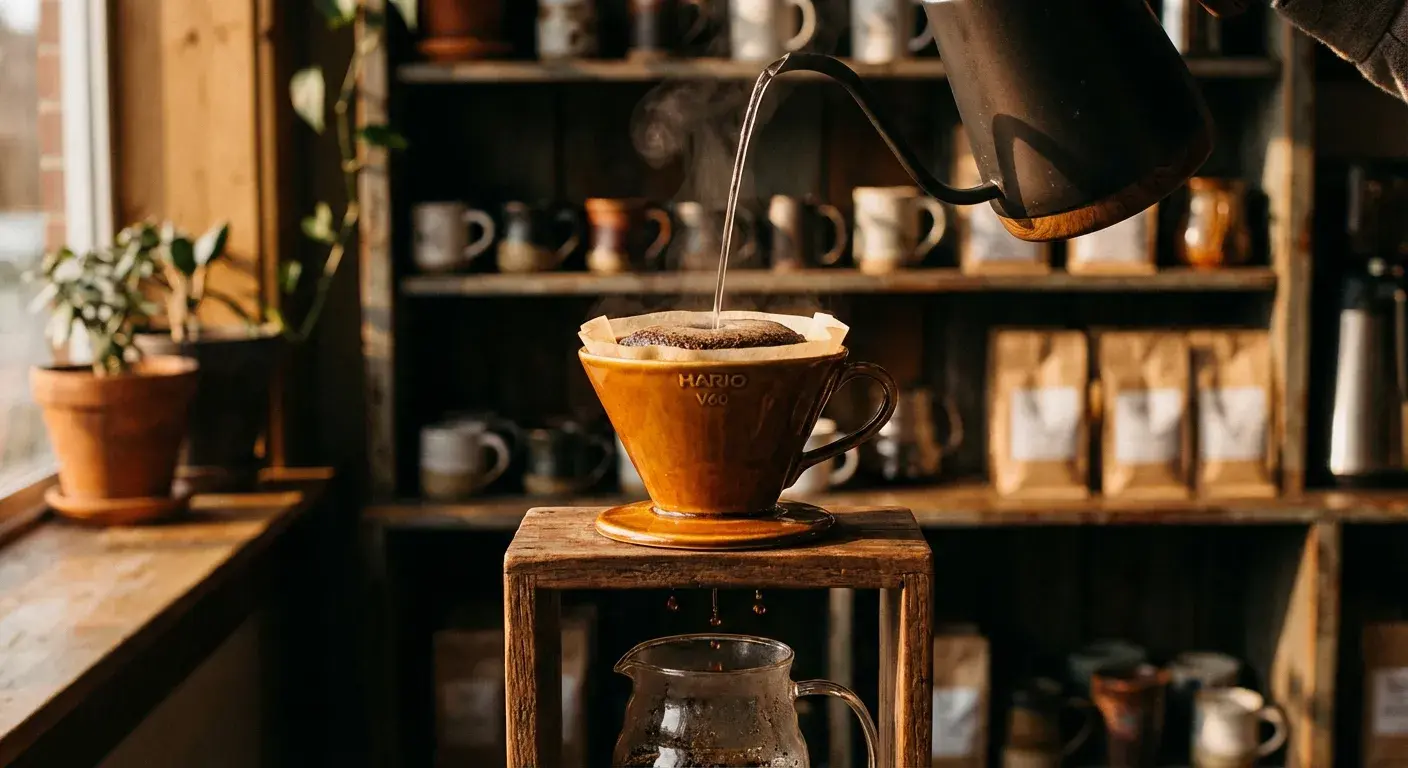 Pour over coffee makers including Hario V60, Chemex, and Kalita Wave