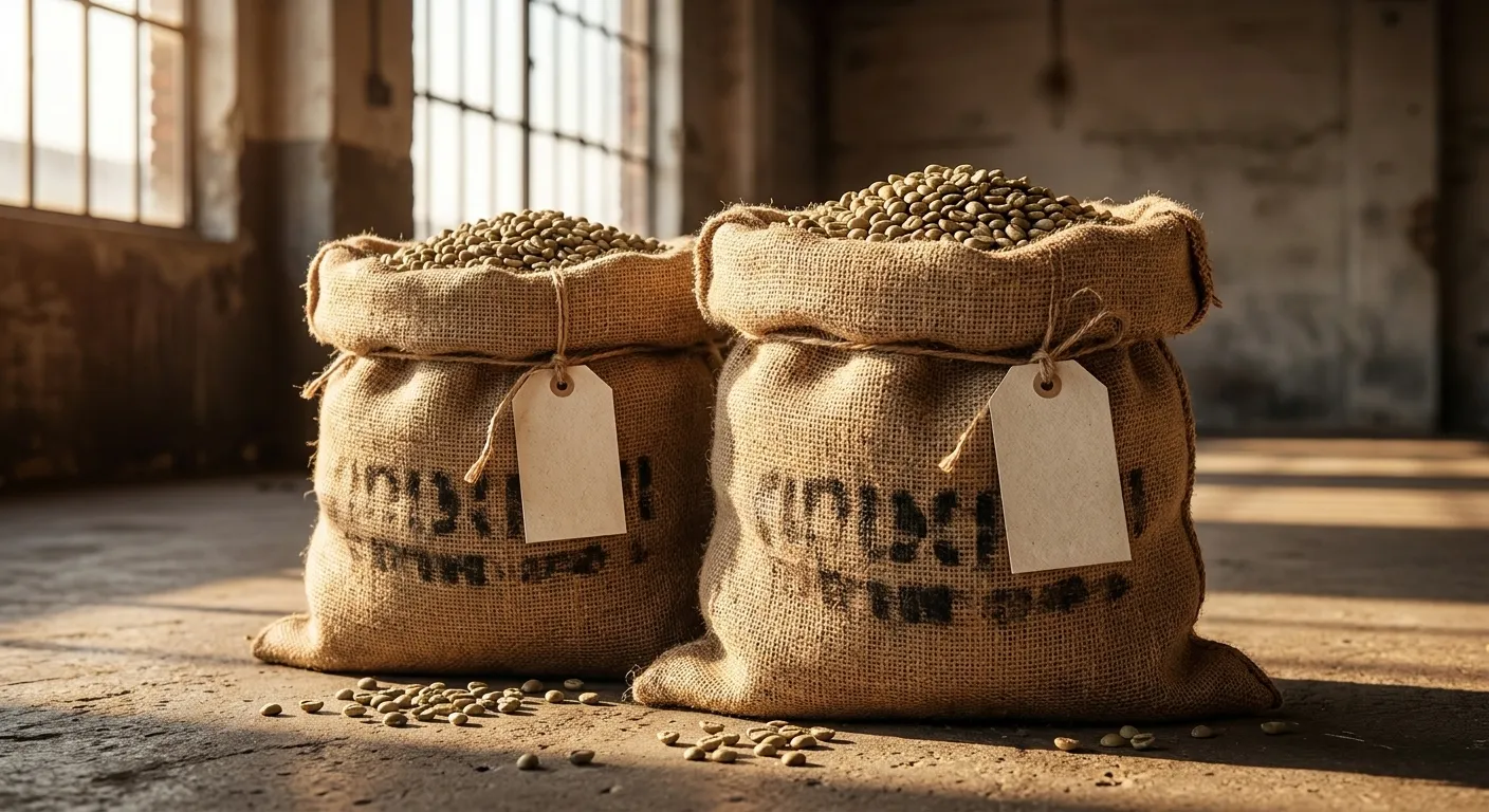 Two coffee bags side by side, one labeled single origin and one labeled blend